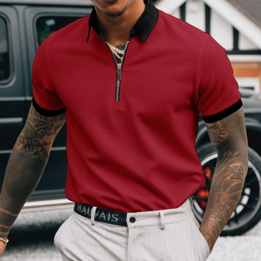 WW | Halber Reißverschluss Kragen Poloshirt Für Herren Leichtgewichtig & Trendy
