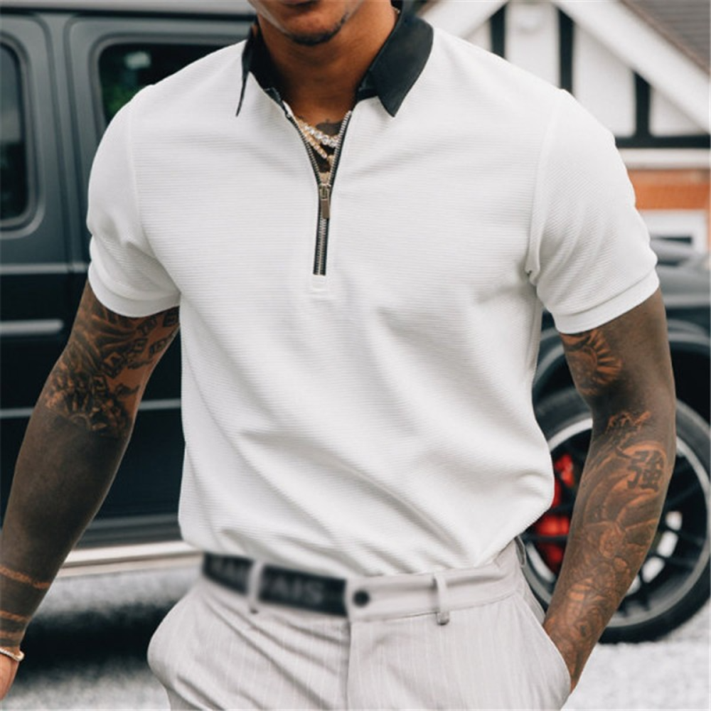 WW | Halber Reißverschluss Kragen Poloshirt Für Herren Leichtgewichtig & Trendy