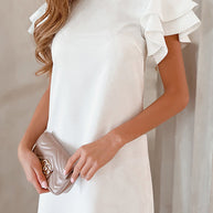 WW | Rosiedress Solid Heap Ärmel Gemütliches Mini Kleid