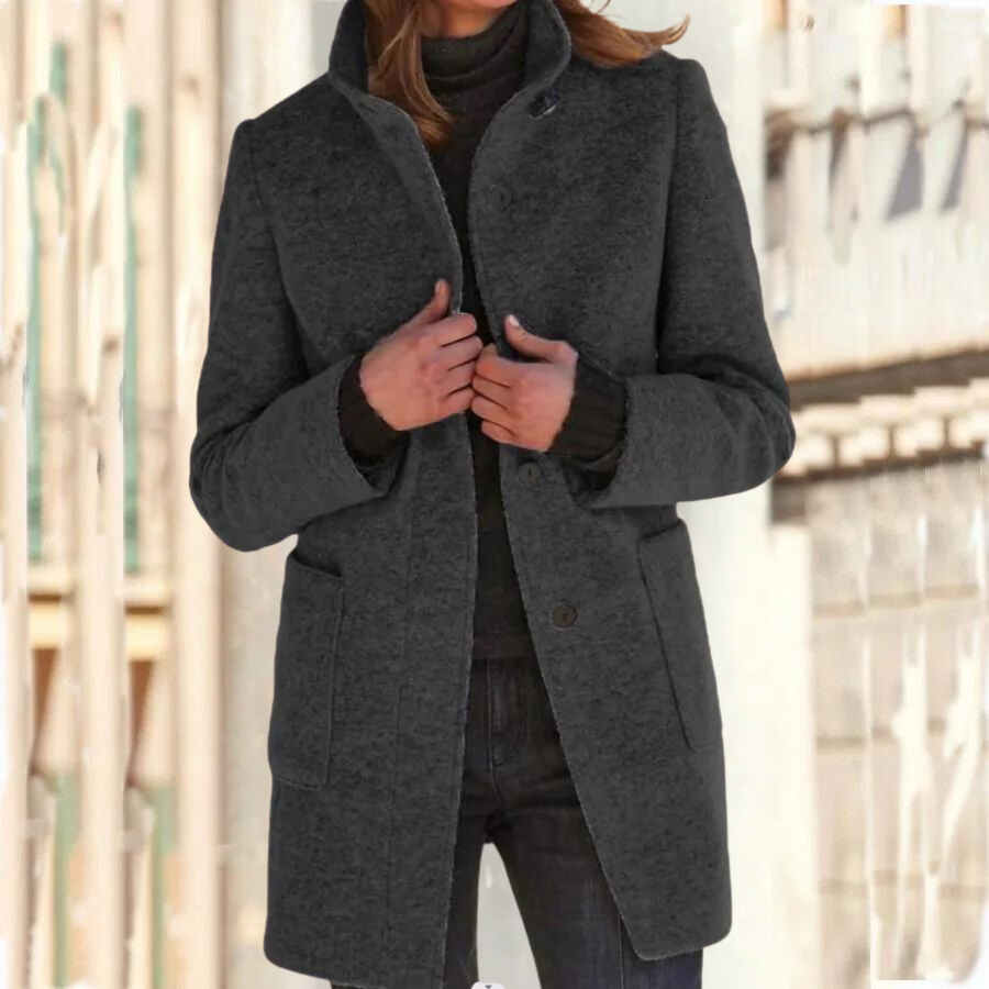 W&W Mode | Elegante Stehkragenmantel Für Damen
