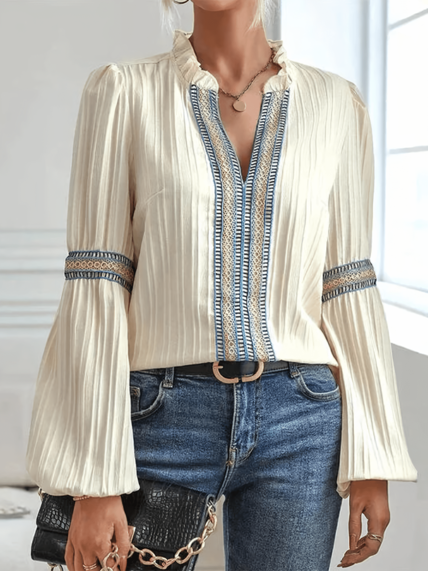WW | Spitzen Boho Chic Bluse Für Frauen
