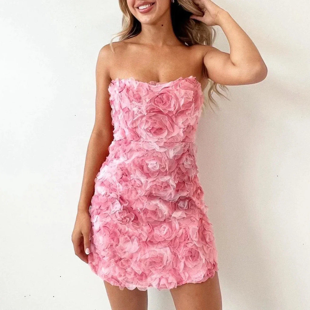 WW | Strapless Rosenkleid