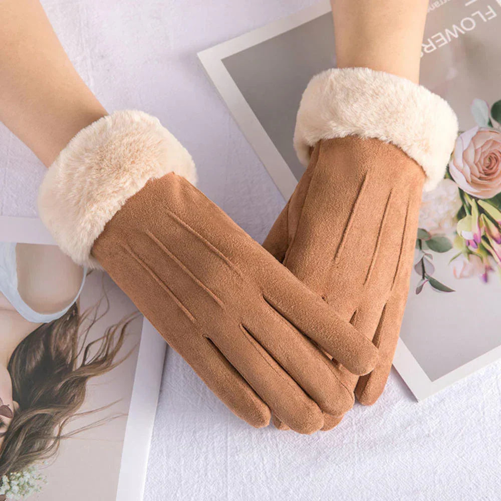 W&W Mode | Schicke Winter Trendy Wildleder Handschuhe mit Moderne Optik für Frauen