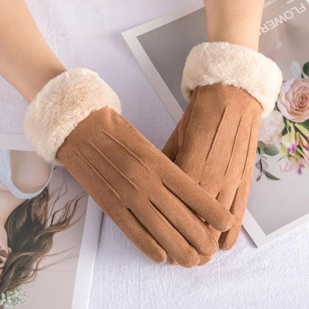 WW | Schicke Winter Trendy Wildleder Handschuhe mit Moderne Optik für Frauen