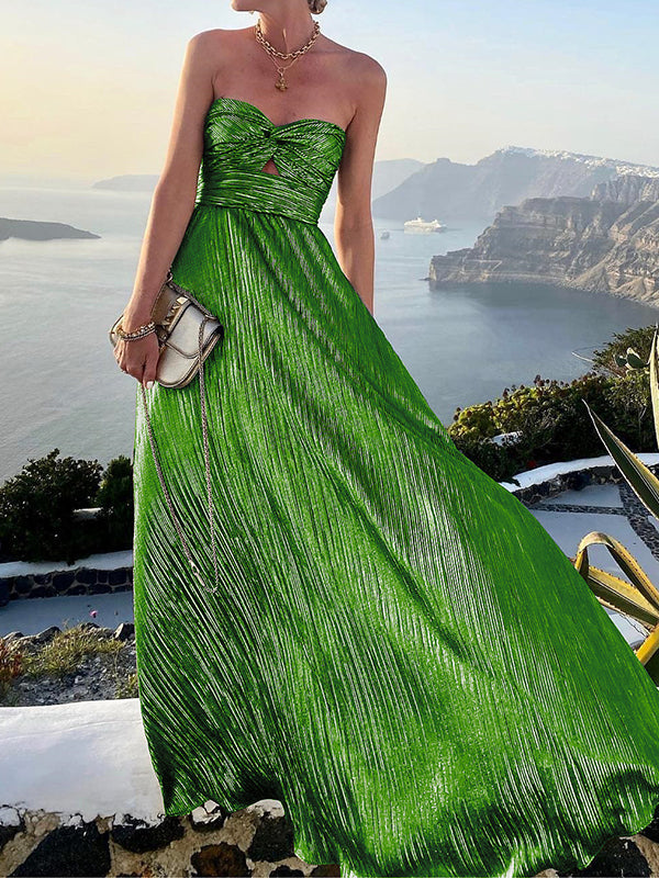 WW | Lange Brautkleid Bräune Bustier Ohne Ärmel Damen Elegant Abendkleid