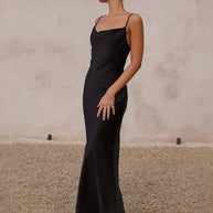 WW | Kleid Brautjungfer Satin Enganliegend Rückenfrei mit Feinen Trägern Elegante Damen Abendgesellschaft Hochzeitsgast