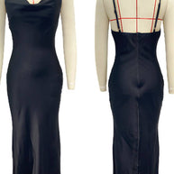 WW | Kleid Brautjungfer Satin Enganliegend Rückenfrei mit Feinen Trägern Elegante Damen Abendgesellschaft Hochzeitsgast