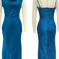 WW | Kleid Brautjungfer Satin Enganliegend Rückenfrei mit Feinen Trägern Elegante Damen Abendgesellschaft Hochzeitsgast