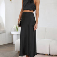 WW | Kleid Gäste Hochzeit Damen Halter Ärmellos Damen Elegante Abend Zweiteilige Brautjungfernkleid