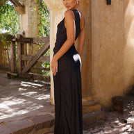 WW | Kleid Brautjungfer aus Satin Eng mit Schlitz An Der Seite Eine Schulter Ohne Ärmel Elegantes Abendkleid für Hochzeit