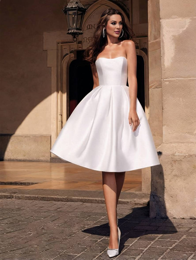 WW | A-Linie Strapless Bustier Rückenfreies Kleid Elegantes Ballabend für Hochzeit Cocktail