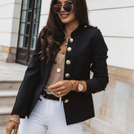 WW | Kurz Offiziersjackett mit Knopfkragen Damen Eleganter Blazer