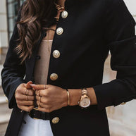 WW | Kurz Offiziersjackett mit Knopfkragen Damen Eleganter Blazer