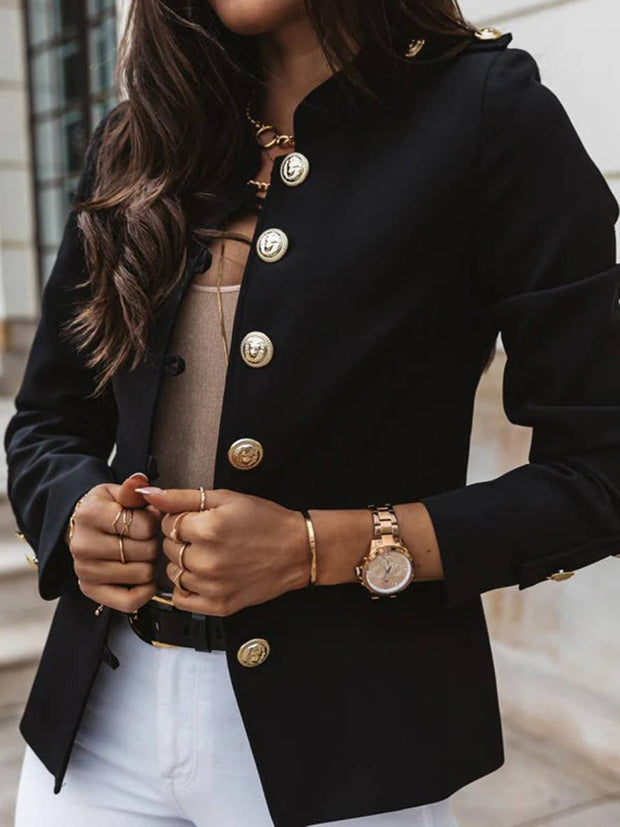WW | Kurz Offiziersjackett mit Knopfkragen Damen Eleganter Blazer