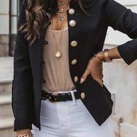 WW | Kurz Offiziersjackett mit Knopfkragen Damen Eleganter Blazer