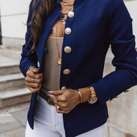 WW | Kurz Offiziersjackett mit Knopfkragen Damen Eleganter Blazer