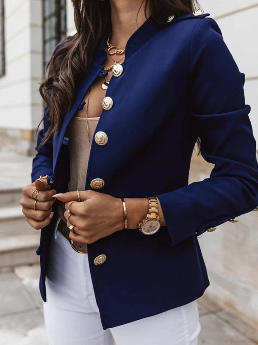 WW | Kurz Offiziersjackett mit Knopfkragen Damen Eleganter Blazer