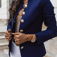 WW | Kurz Offiziersjackett mit Knopfkragen Damen Eleganter Blazer