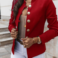 WW | Kurz Offiziersjackett mit Knopfkragen Damen Eleganter Blazer