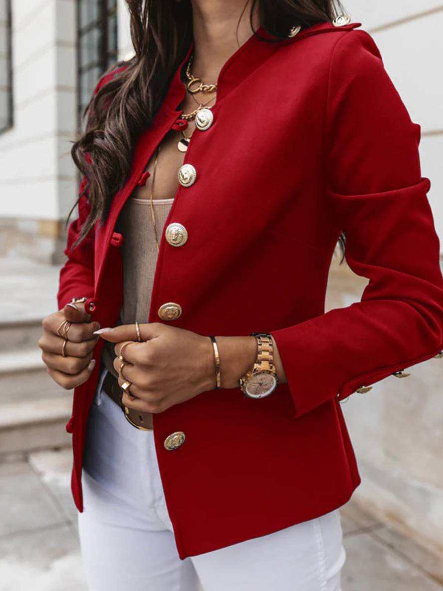WW | Kurz Offiziersjackett mit Knopfkragen Damen Eleganter Blazer