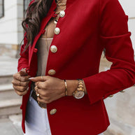 WW | Kurz Offiziersjackett mit Knopfkragen Damen Eleganter Blazer