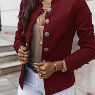 WW | Kurz Offiziersjackett mit Knopfkragen Damen Eleganter Blazer