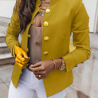 WW | Kurz Offiziersjackett mit Knopfkragen Damen Eleganter Blazer