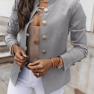WW | Kurz Offiziersjackett mit Knopfkragen Damen Eleganter Blazer