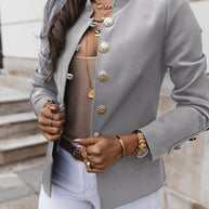 WW | Kurz Offiziersjackett mit Knopfkragen Damen Eleganter Blazer
