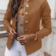 WW | Kurz Offiziersjackett mit Knopfkragen Damen Eleganter Blazer