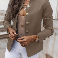 WW | Kurz Offiziersjackett mit Knopfkragen Damen Eleganter Blazer