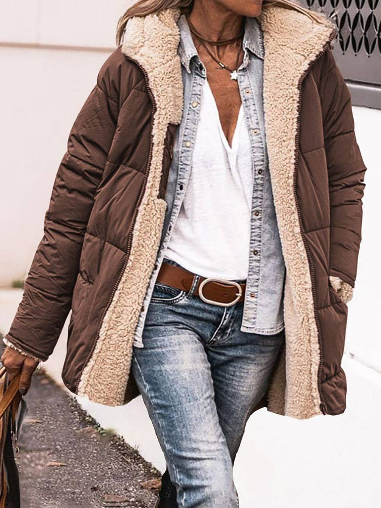 WW | Kurze Doudoune Wintermantel mit Kapuze Taschen Damen Elegant Lässig Oversized Jacke
