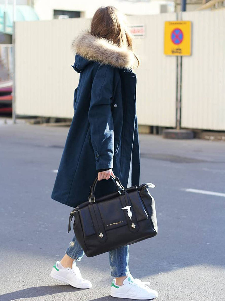 WW | Midi-Lange Winter Mantel Parka mit Kapuze Taschen Reißverschluss Falsches Fell Kragen Damen Weit Oversized Lässig Jacke