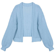 WW | Cardigan aus Grobstrick Einfarbig mit Abfallenden Schultern Langarm Damen Elegant Lässig Weit Oversized Blouson