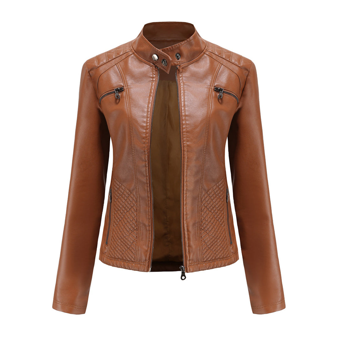 W&W Mode | Lederjacke für Damen - Modische Jacke mit Reißverschluss