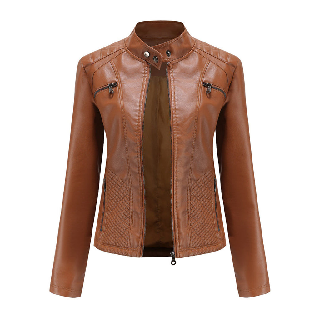 WW | Lederjacke für Damen - Modische Jacke mit Reißverschluss