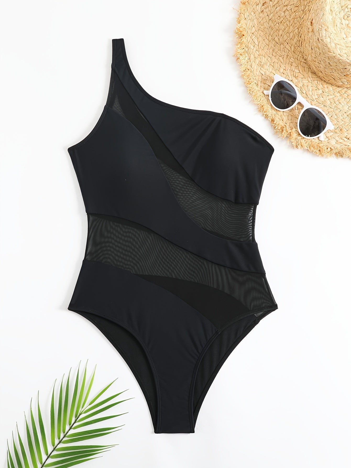 WW | Schickes Ein Schulter Badeanzug Mit Mesh Detail
