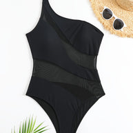 WW | Schickes Ein Schulter Badeanzug Mit Mesh Detail