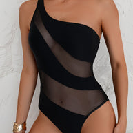 WW | Schickes Ein Schulter Badeanzug Mit Mesh Detail