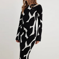 WW | Stilvolles lang gestricktes Kleid mit langen Ärmeln