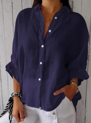 W&W Mode | Baumwoll Leinen Bluse Mit Knopfleiste Für Damen