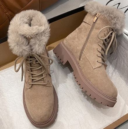 W&W Mode | Bequeme Winter Antirutsch Schneestiefel mit Reißverschluss für Frauen