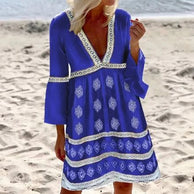 WW | Sommerkleider mit Fledermausärmeln Sommerkleider mit Breiten Geschnittenen Ärmeln