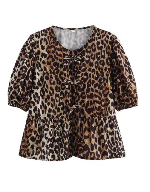W&W Mode | Bluse Mit Leopardenmuster Und Schleife