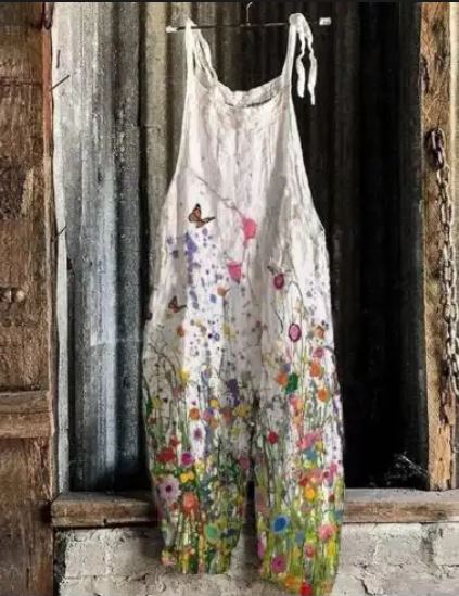 WW | Große Blumenmuster Leichte Stoff Latzhose