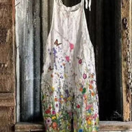 WW | Große Blumenmuster Leichte Stoff Latzhose