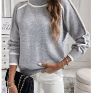 Luxuriöser olivgrüner Strickpullover