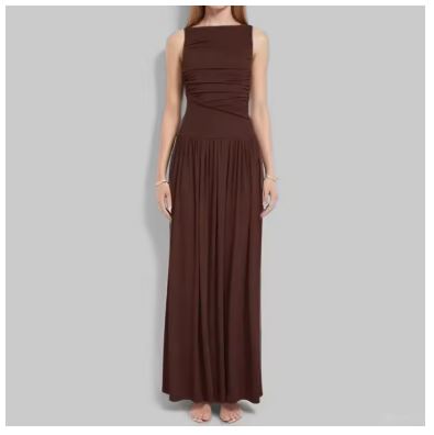 Damen Maxikleid mit figurbetontem Oberteil und fließendem Rock W&W Mode