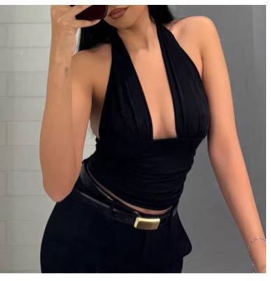Damen figurbetontes Top mit cleverem Wickeldesign W&W Mode