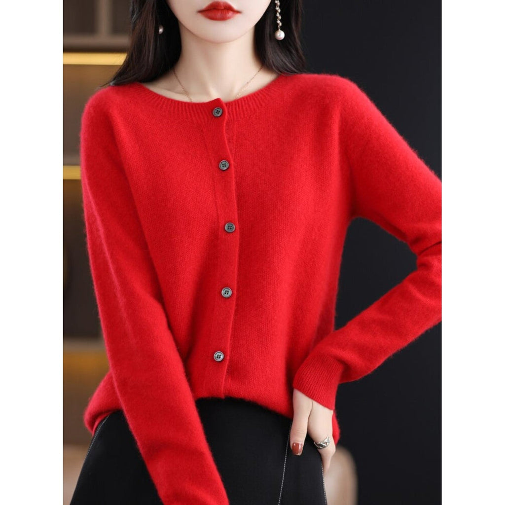 WW | Klassische Rundhals Strickjacke Für Damen